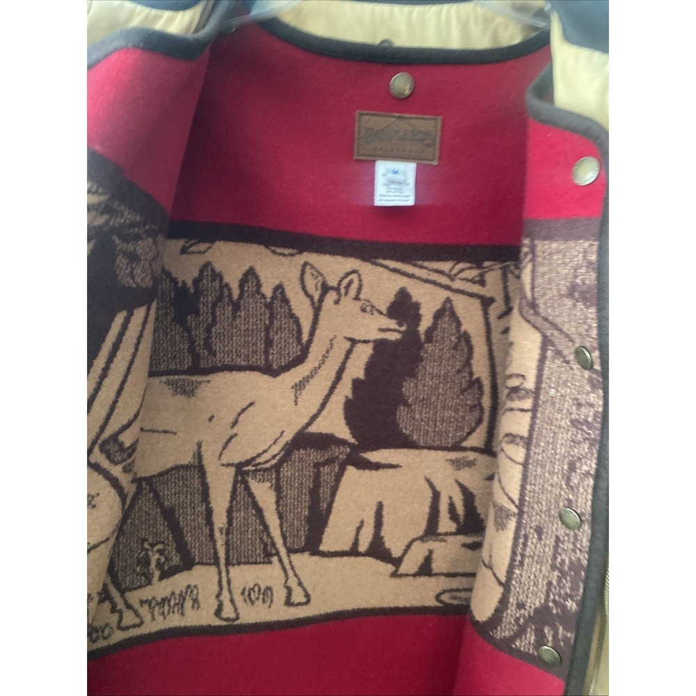 Rare Vintage Pendelton Field Jacket With Intarsia Wool Wildlife Vest Beaver Deer - Picture 7 of 16